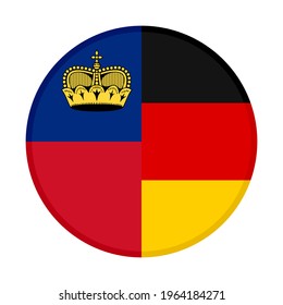 round icon with liechtenstein and germany flags isolated on white background