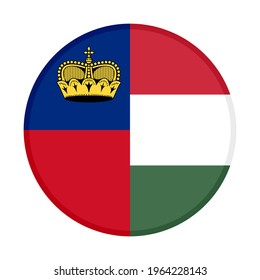 round icon with liechtenstein and hungary flags isolated on white background