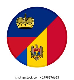 round icon with liechtenstein and moldova flags isolated on white background
