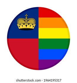 round icon with liechtenstein and rainbow flags isolated on white background