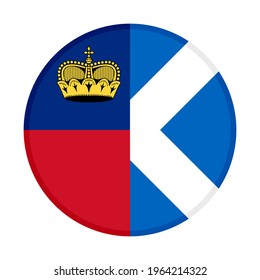 round icon with liechtenstein and scotland flags isolated on white background