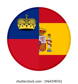 round icon with liechtenstein and spain flags isolated on white background