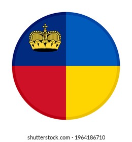 round icon with liechtenstein and ukraine flags isolated on white background