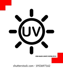 Round icon with lines of rays illustration, symbol of ultraviolet light from the sun