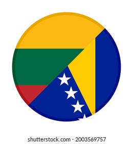 round icon with lithuania and bosnia flags isolated on white background
