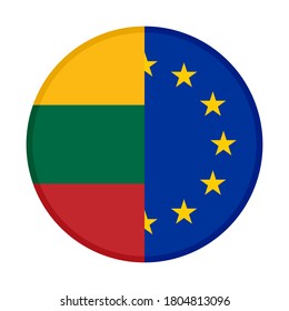 icono circular con banderas de lituania y europa, aislado en fondo blanco