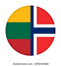 icono circular con banderas de lituania y noruega. ilustración vectorial aislada en fondo blanco

