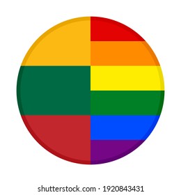 round icon with lithuania and raibow flags, isolated on white background

