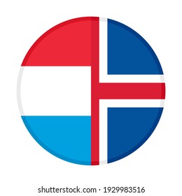 round icon with luxembourg and iceland flags isolated on white background
