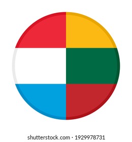 round icon with luxembourg and lithuania flags isolated on white background
