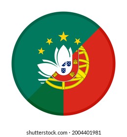 round icon with macau and portugal flags, isolated on white background
