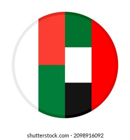 round icon with madagascar and uae flags. vector illustration isolated on white background