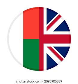 round icon with madagascar and uk flags. vector illustration isolated on white background