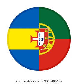 round icon with madeira and portugal flags isolated on white background
