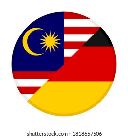 rundes Symbol mit Malaysien und deutschen Flaggen einzeln auf weißem Hintergrund