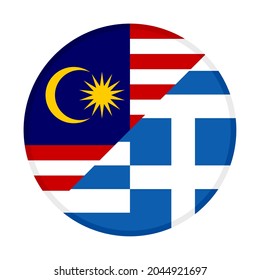 round icon with malaysia and greece flags isolated on white background
