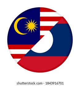 icono circular con banderas malasias y laos, aislado en fondo blanco