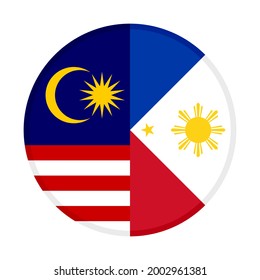 round icon with malaysia and philippines flags isolated on white background
