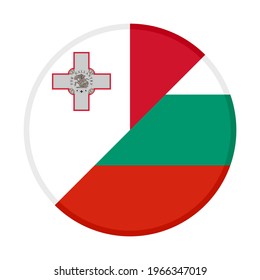 round icon with malta and bulgaria flags isolated on white background
