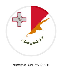 round icon with malta and cyprus flags, isolated on white background
