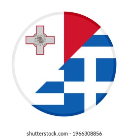 round icon with malta and greece flags isolated on white background
