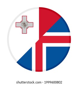 round icon with malta and iceland flags isolated on white background
