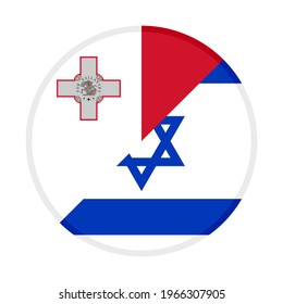 round icon with malta and israel flags isolated on white background
