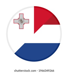 round icon with malta and netherlands flags isolated on white background

