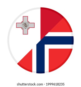 round icon with malta and norway flags isolated on white background
