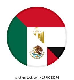 icono circular con banderas de méxico y egipto aisladas en fondo blanco
