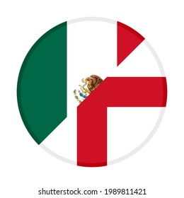 round icon with mexico and england flags isolated on white background
