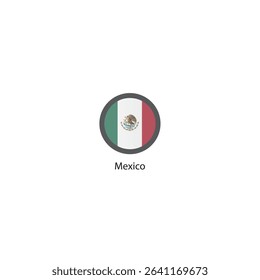Round icon of Mexico flag. Simple vector illustration.