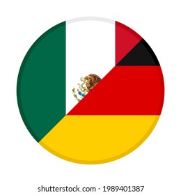 round icon with mexico and germany flags isolated on white background
