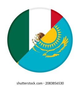 icono circular con banderas de méxico y kazajistán aisladas en fondo blanco
