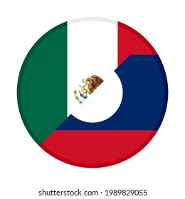 round icon with mexico and laos flags isolated on white background
