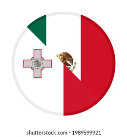 icono circular con banderas de méxico y malta aisladas en fondo blanco
