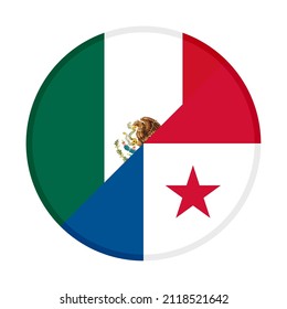round icon with mexico and panama flags. vector illustration isolated on white background