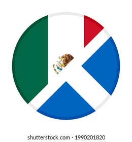 round icon with mexico and scotland flags isolated on white background

