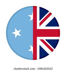 round icon with micronesia and united kingdom flags isolated on white background
