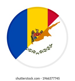 icono circular con banderas de moldova y chipre aisladas en fondo blanco
