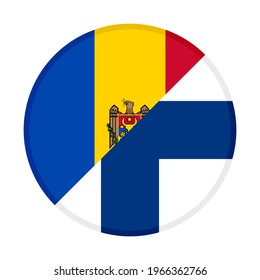 round icon with moldova and finland flags isolated on white background
