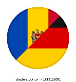 round icon with moldova and germany flags, isolated on white background

