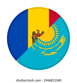 round icon with moldova and kazakhstan flags isolated on white background
