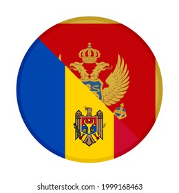 round icon with moldova and montenegro flags isolated on white background
