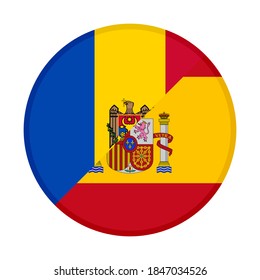 round icon with moldova and spain flags, isolated on white background