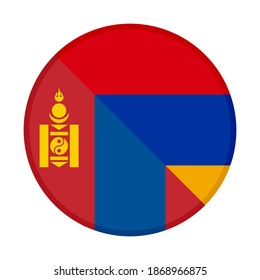 round icon with mongolia and armenia flags isolated on white background