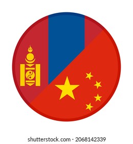 round icon with mongolia and china flags. vector illustration isolated on white background
