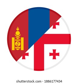 icono circular con banderas de mongolia y georgia, aislado en fondo blanco
