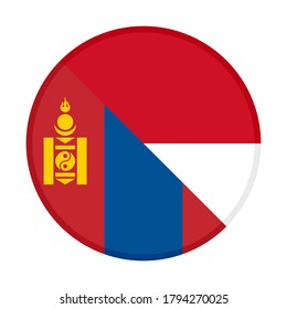 round icon with mongolia and indonesia flags