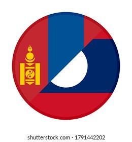 round icon with mongolia and laos flags